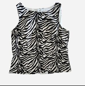 Y2K Positive Attitude Zebra Print Button Up Sleeveless Top Size 12